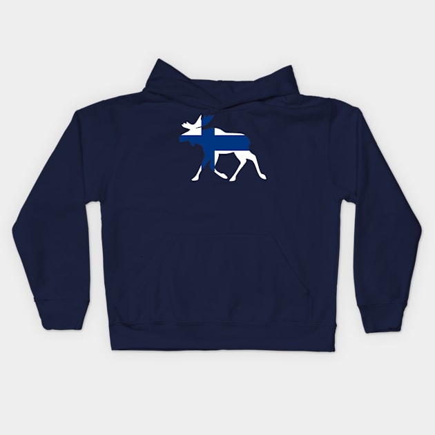 Finland scandinavian elk moose Kids Hoodie by 66LatitudeNorth